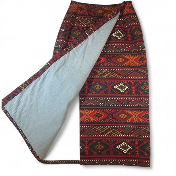 Vintage Cambridge Dry Goods Red Aztec Tribal Print Wrap Skirt | Size 8/10 | EUC - Picture 2 of 9
